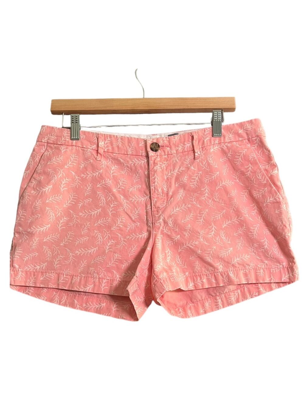 Old Navy Womens What A Dahlia Size 8 Pink & White Flat Front Shorts Summer Beach
